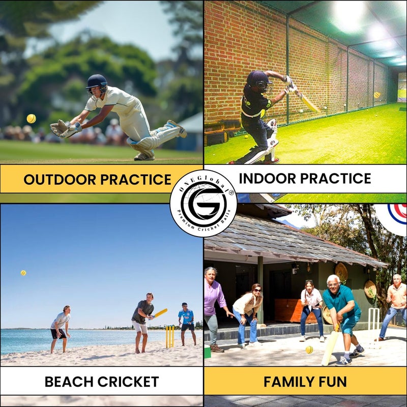 ONEGlobal Soft Rubber Cricket Ball for Practice | Outdoor & Indoor Practice Cricket Ball with Core & Stitched Seam | Realistic Feel, True Bounce & Swing for Practice, Honing Skills & Family Fun - Image 5
